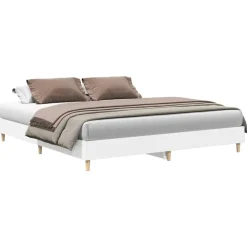 Lits & Accessoires-vidaXL Cadre de lit sans matelas 200x200 cm bois d'ingénierie Blanc