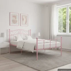 Lits & Accessoires-vidaXL Cadre de lit sans matelas métal 90x200 cm Rose