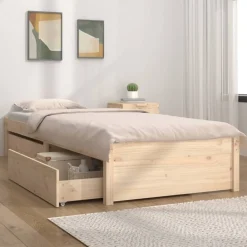 Lits & Accessoires-vidaXL Cadre de lit sans matelas avec tiroirs Naturel