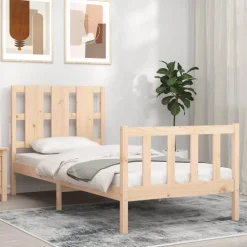 Lits & Accessoires-vidaXL Cadre de lit sans matelas 90x190 cm bois de pin massif Naturel
