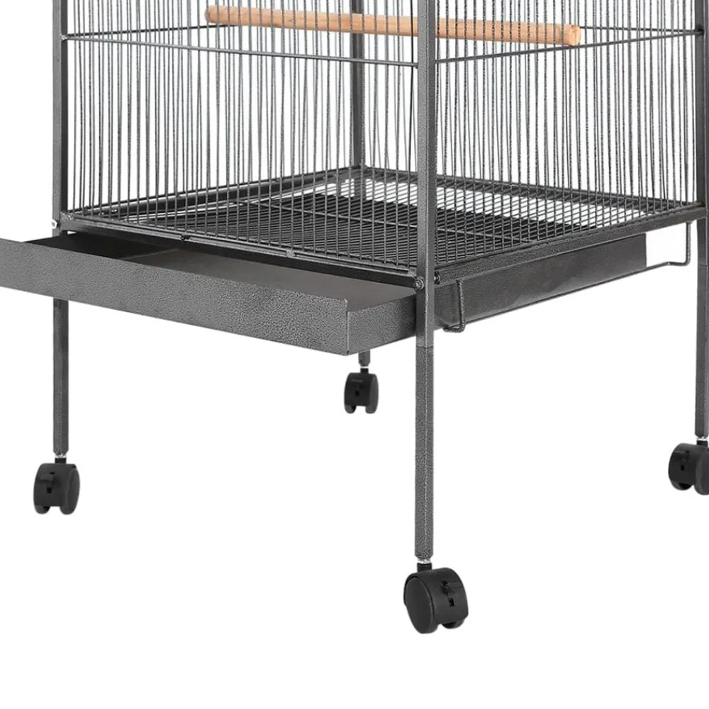 Articles Pour Animaux De Compagnie-vidaXL Cage à oiseaux avec toit Acier Noir 66 x 66 x 155 cm