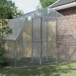 Décorations-vidaXL Cage à oiseaux avec porte argenté acier galvanisé