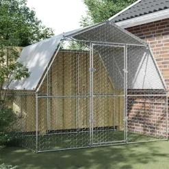 vidaXL Cage à poules avec toit et porte argenté acier galvanisé