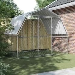 vidaXL Cage à poules avec toit et porte argenté acier galvanisé