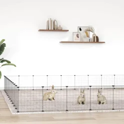 vidaXL Cage animaux de compagnie à 44 panneaux et porte Noir 35x35 cm