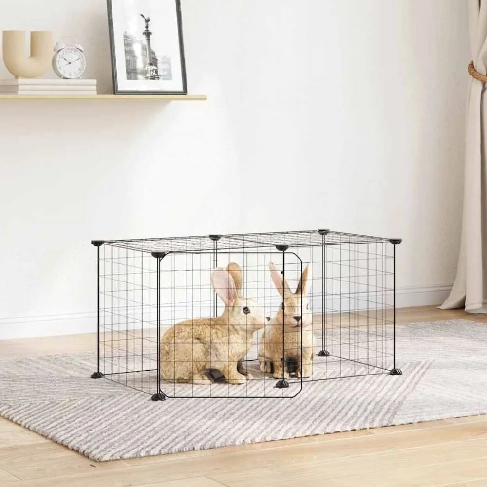 Articles Pour Animaux De Compagnie-vidaXL Cage animaux de compagnie à 8 panneaux et porte Noir 35x35 cm