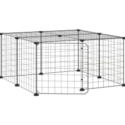 Articles Pour Animaux De Compagnie-vidaXL Cage animaux de compagnie à 12 panneaux et porte Noir 35x35 cm