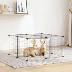Articles Pour Animaux De Compagnie-vidaXL Cage animaux de compagnie à 12 panneaux et porte Noir 35x35 cm