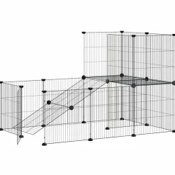 Articles Pour Animaux De Compagnie-vidaXL Cage animaux de compagnie à 20 panneaux et porte Noir 35x35 cm