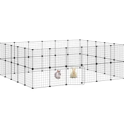 vidaXL Cage animaux de compagnie à 44 panneaux et porte Noir 35x35 cm