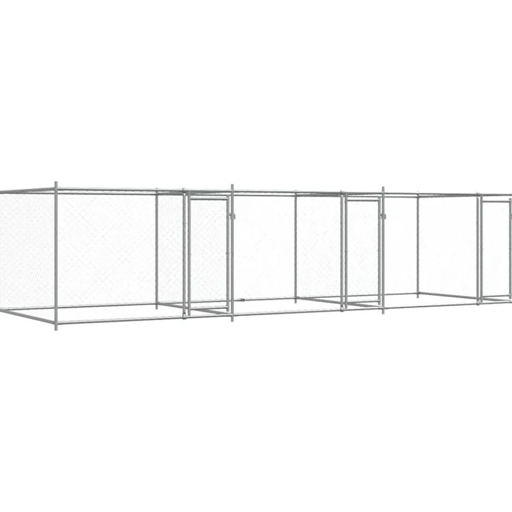 vidaXL Cage pour chien avec portes gris 6x2x1,5 m acier galvanisé