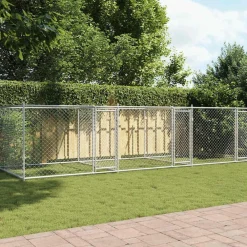 vidaXL Cage pour chien avec portes gris 6x2x1,5 m acier galvanisé