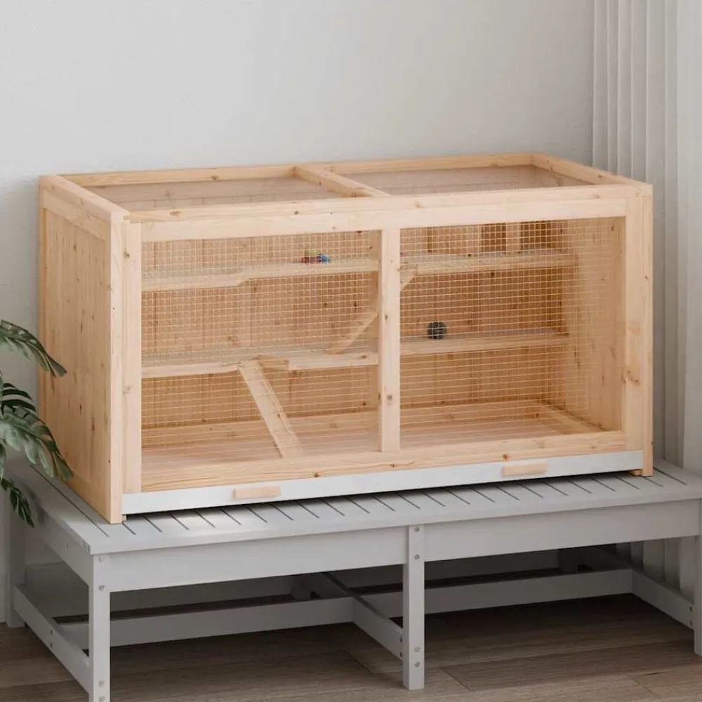 Articles Pour Animaux De Compagnie-vidaXL Cage pour hamster 104 x 52 x 54 cm Bois massif Sapin
