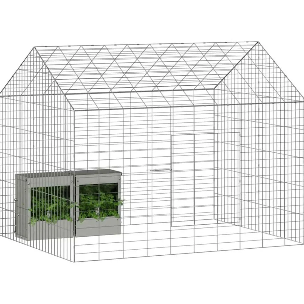 Articles Pour Animaux De Compagnie-vidaXL Cage pour lapins Argent 400 x 78 x 78 cm Acier galvanisé
