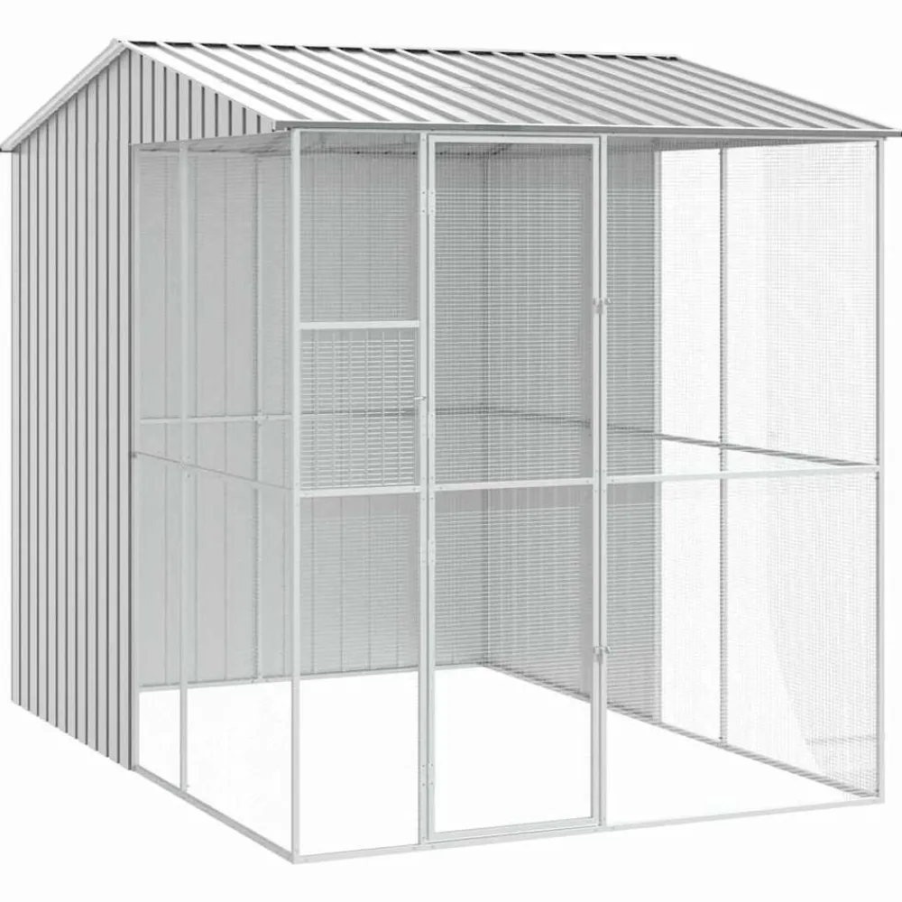 Articles Pour Animaux De Compagnie-vidaXL Cage pour oiseaux 215 x 310 x 247 cm Acier galvanisé Gris
