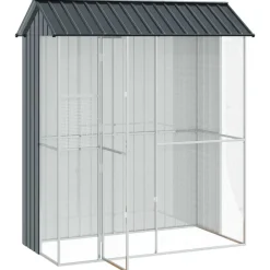Articles Pour Animaux De Compagnie-vidaXL Cage pour oiseaux 215 x 110 x 247 cm Acier galvanisé Anthracite