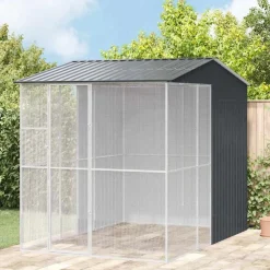 Articles Pour Animaux De Compagnie-vidaXL Cage pour oiseaux 215 x 310 x 247 cm Acier galvanisé Anthracite