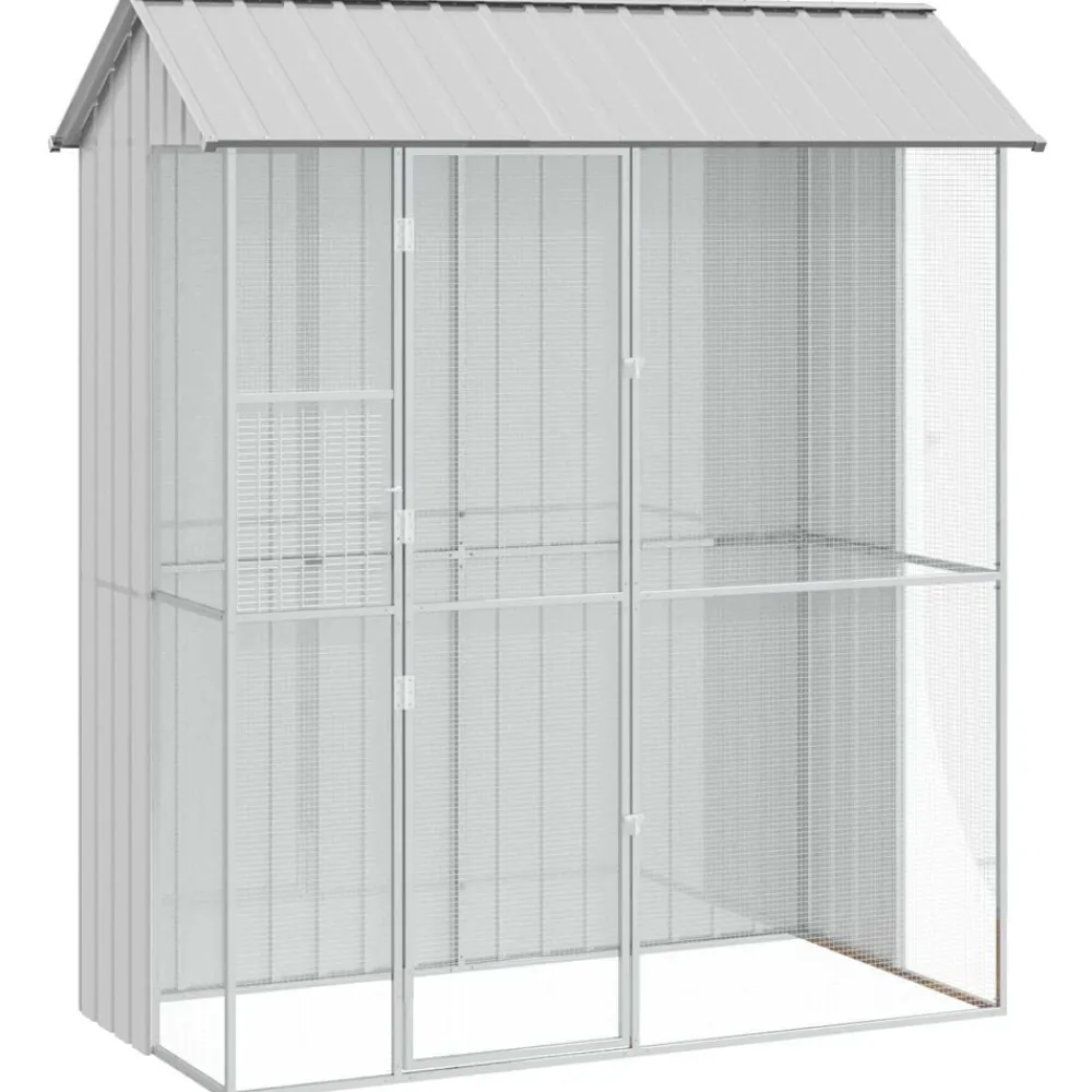 Articles Pour Animaux De Compagnie-vidaXL Cage pour oiseaux 215 x 110 x 247 cm Acier galvanisé Gris