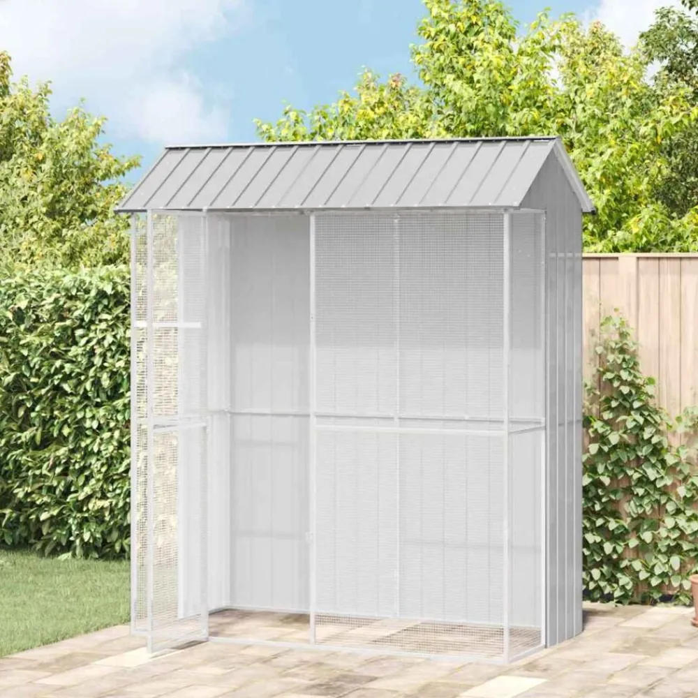 Articles Pour Animaux De Compagnie-vidaXL Cage pour oiseaux 215 x 110 x 247 cm Acier galvanisé Gris