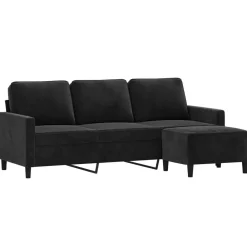 vidaXL Canapé à 3 places avec repose-pieds 180 cm Velours