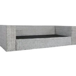 Canapés-vidaXL Canapé à 3 places avec coussins Rotin naturel Gris
