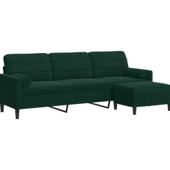 Canapés-vidaXL Canapé à 3 places avec repose-pieds 210 cm Velours Vert foncé