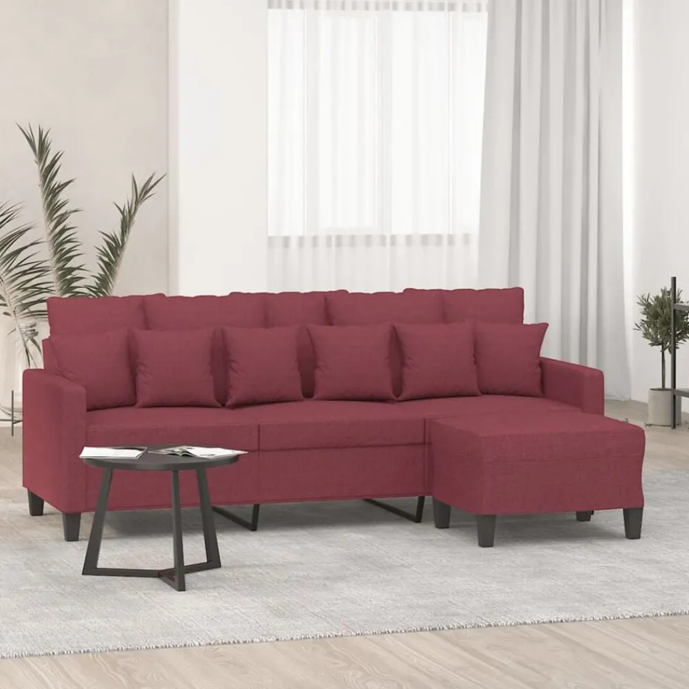 vidaXL Canapé à 3 places avec repose-pieds 180 cm Tissu