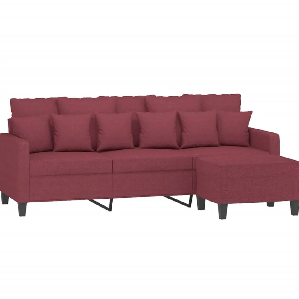 vidaXL Canapé à 3 places avec repose-pieds 180 cm Tissu