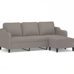 Canapés-vidaXL Canapé à 3 places avec repose-pieds 180 cm Tissu Taupe