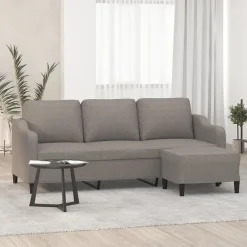 Canapés-vidaXL Canapé à 3 places avec repose-pieds 180 cm Tissu Taupe