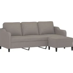 Canapés-vidaXL Canapé à 3 places avec repose-pieds 180 cm Tissu Taupe