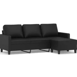 vidaXL Canapé à 3 places avec repose-pieds 180 cm Similicuir