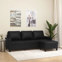vidaXL Canapé à 3 places avec repose-pieds 180 cm Similicuir