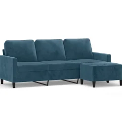 vidaXL Canapé à 3 places avec repose-pieds 180 cm Velours