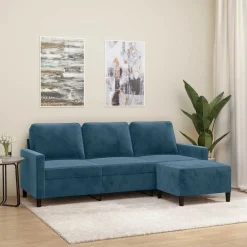 vidaXL Canapé à 3 places avec repose-pieds 180 cm Velours