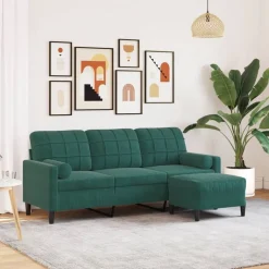 vidaXL Canapé à 3 places avec repose-pieds 180 cm Velours
