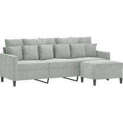 Canapés-vidaXL Canapé à 3 places avec repose-pieds Gris foncé 180 cm Velours