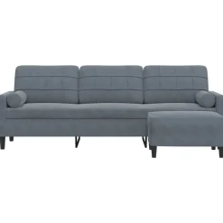 Canapés-vidaXL Canapé à 3 places avec repose-pieds 210 cm Velours Gris foncé