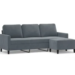 vidaXL Canapé à 3 places avec repose-pieds 180 cm Velours
