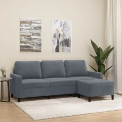 vidaXL Canapé à 3 places avec repose-pieds 180 cm Velours