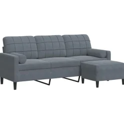 Canapés-vidaXL Canapé à 3 places avec repose-pieds 180 cm Velours Gris foncé