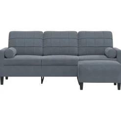 Canapés-vidaXL Canapé à 3 places avec repose-pieds 180 cm Velours Gris foncé