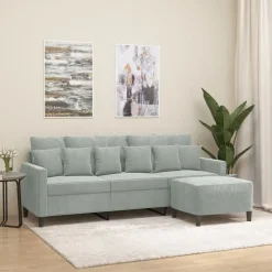 vidaXL Canapé à 3 places avec repose-pieds jaune 180 cm velours