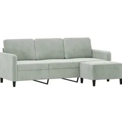 vidaXL Canapé à 3 places avec repose-pieds Marron 180 cm Velours