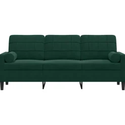Canapés-vidaXL Canapé 3 places avec oreillers 180 cm velours Vert foncé