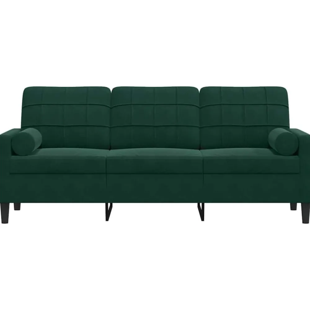 Canapés-vidaXL Canapé 3 places avec oreillers 180 cm velours Vert foncé