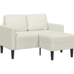 Canapés-vidaXL Canapé 2 places avec méridienne en L crème 125 cm velours Cr&egrave;me