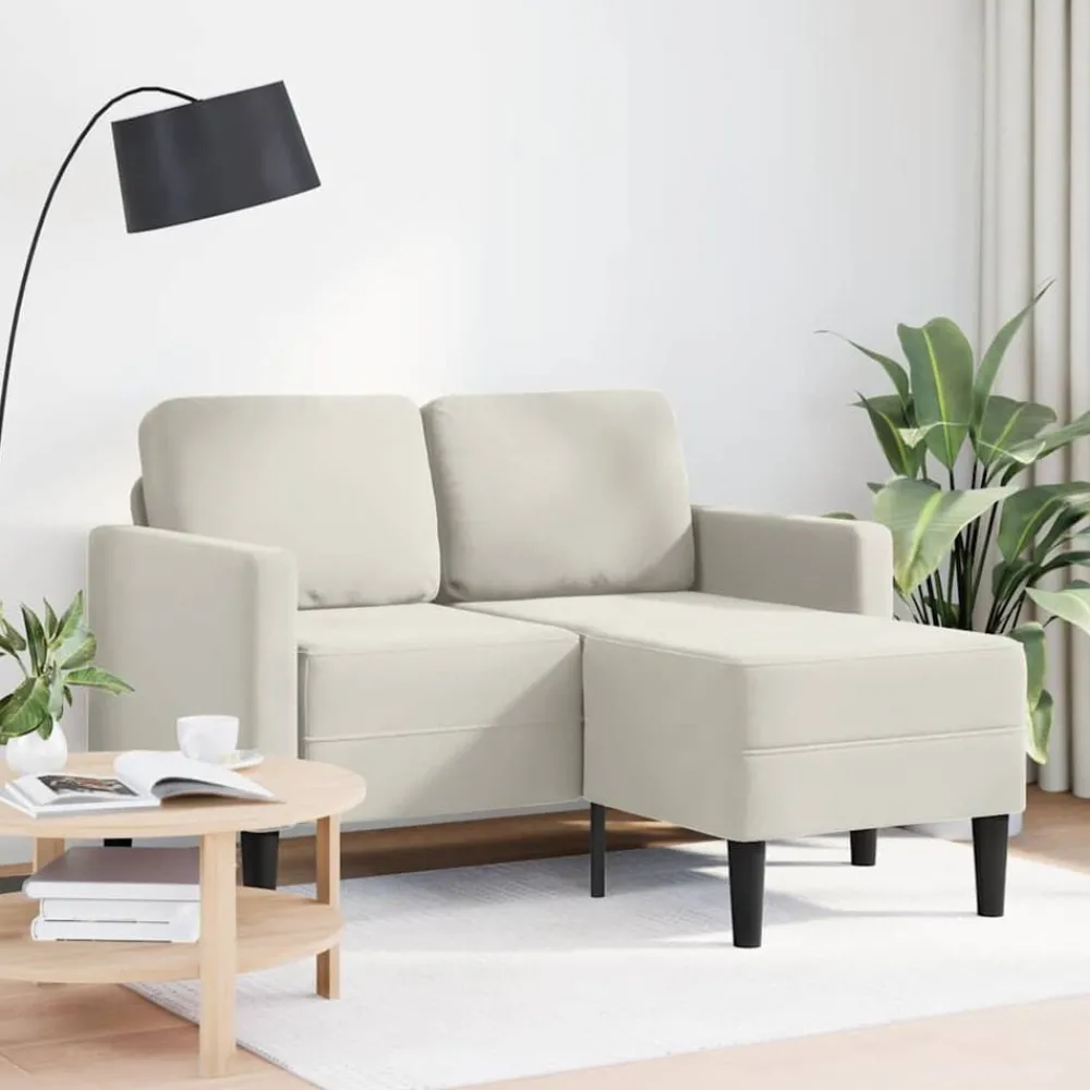 Canapés-vidaXL Canapé 2 places avec méridienne en L crème 125 cm velours Crème