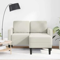 Canapés-vidaXL Canapé 2 places avec méridienne en L crème 125 cm velours Crème