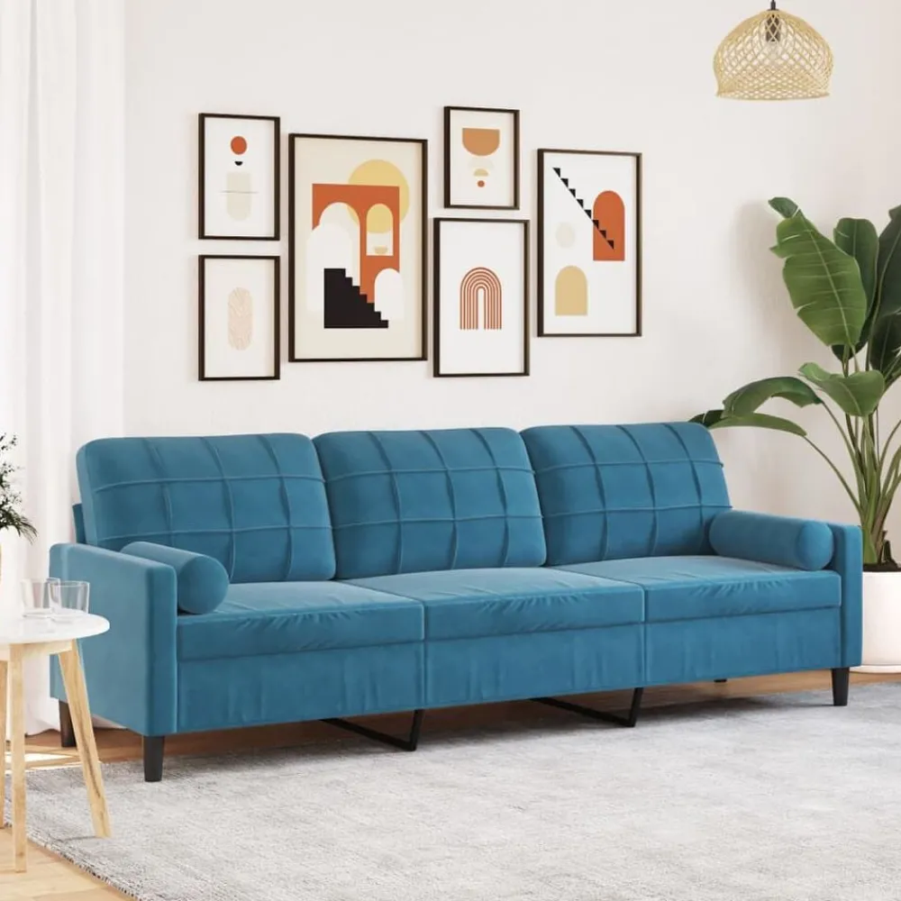 vidaXL Canapé 3 places avec oreillers décoratifs 210 cm velours